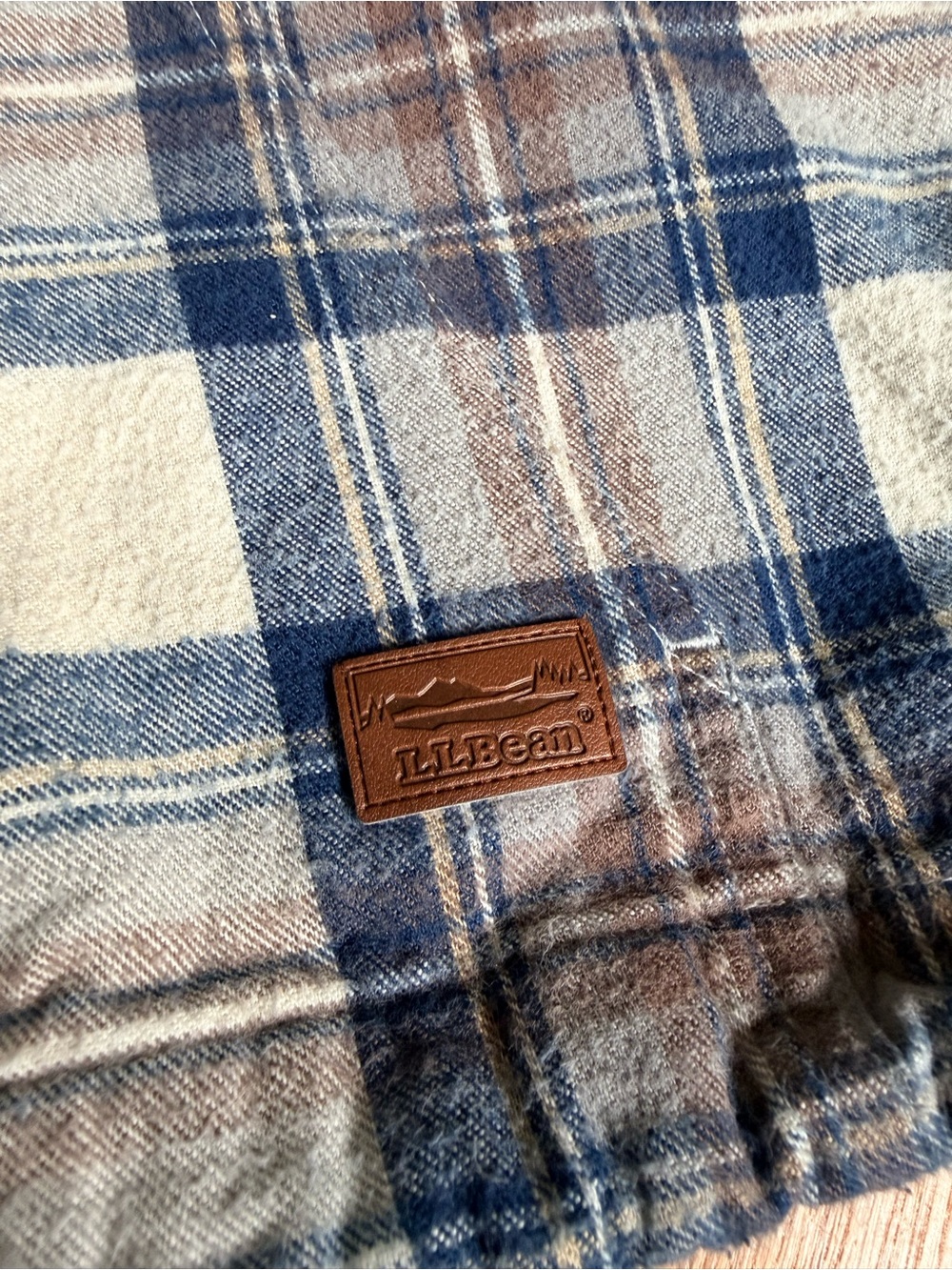 L.L. Bean Blue & Brown Plaid Hooded Shirt - Picture 5 of 10